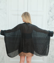 Obsidian Silk Crop Button Kaftan