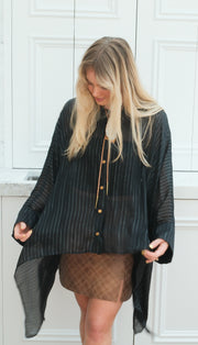 Obsidian Silk Crop Button Kaftan
