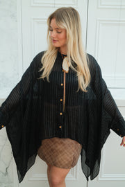 Obsidian Silk Crop Button Kaftan