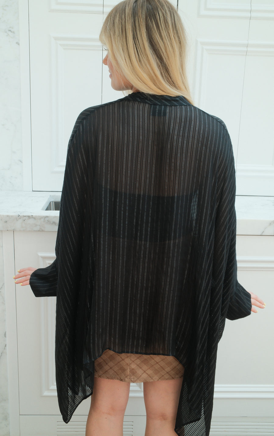 Obsidian Silk Crop Button Kaftan