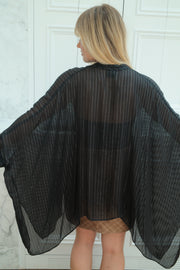 Obsidian Silk Crop Button Kaftan