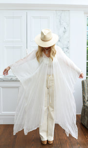 Ethereal Silk Tie Maxi Kaftan
