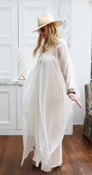 Ethereal Silk Tie Maxi Kaftan