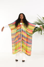 Tie Closure Maxi Kaftan in Smudged Sky