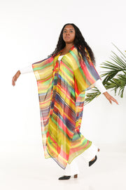 Tie Closure Maxi Kaftan in Smudged Sky