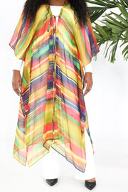 Tie Closure Maxi Kaftan in Smudged Sky