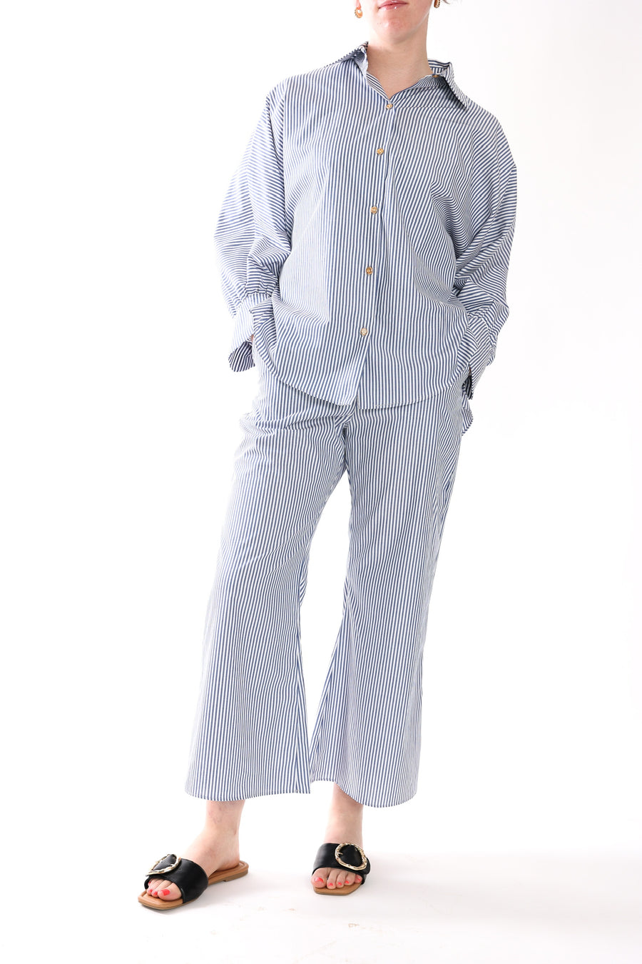 Fitted Flare Pants in Cotton