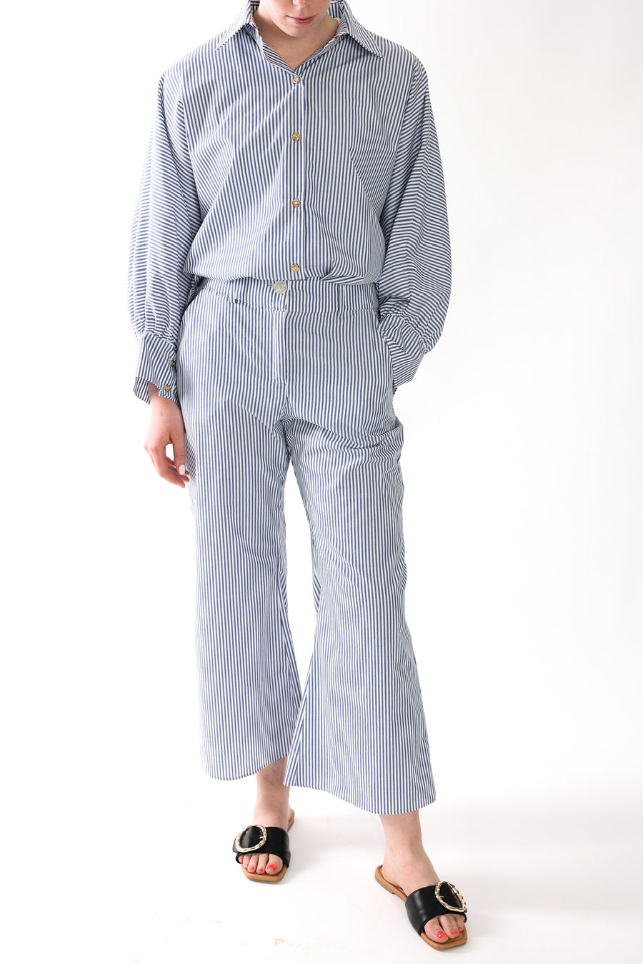 Fitted Flare Pants in Cotton