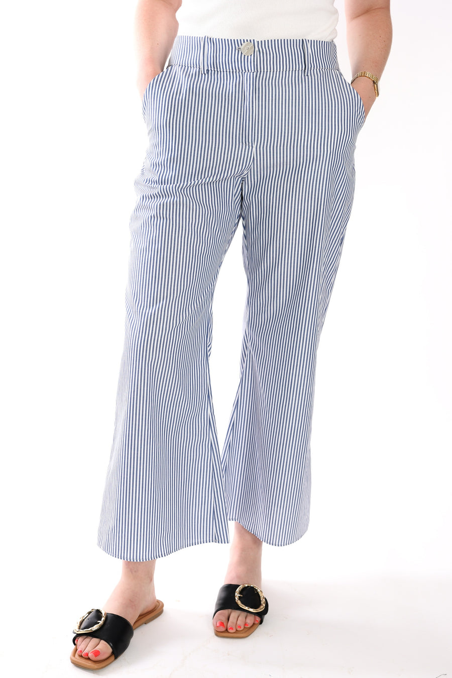 Fitted Flare Pants in Cotton