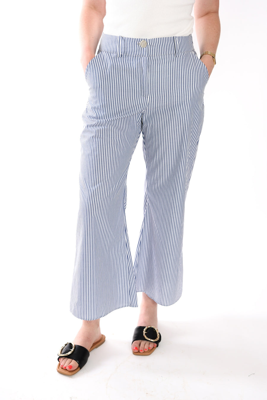 Fitted Flare Pants in Cotton