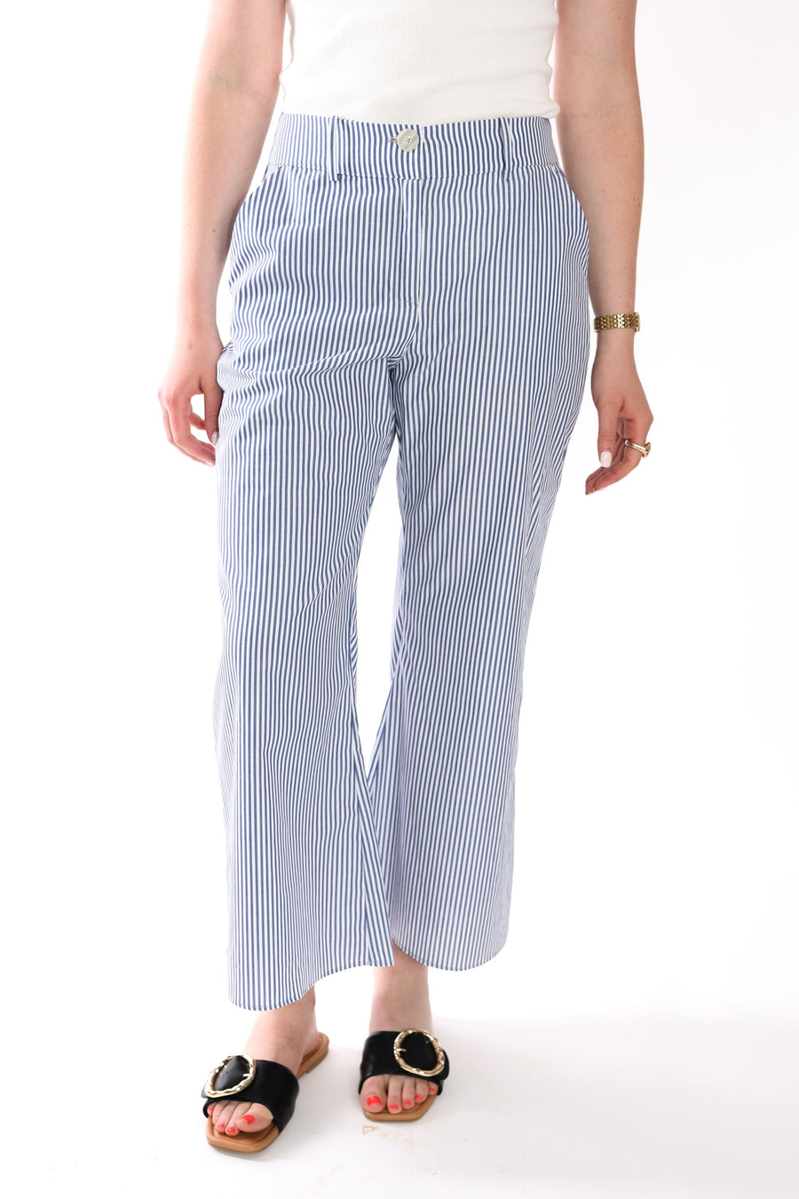 Fitted Flare Pants in Cotton