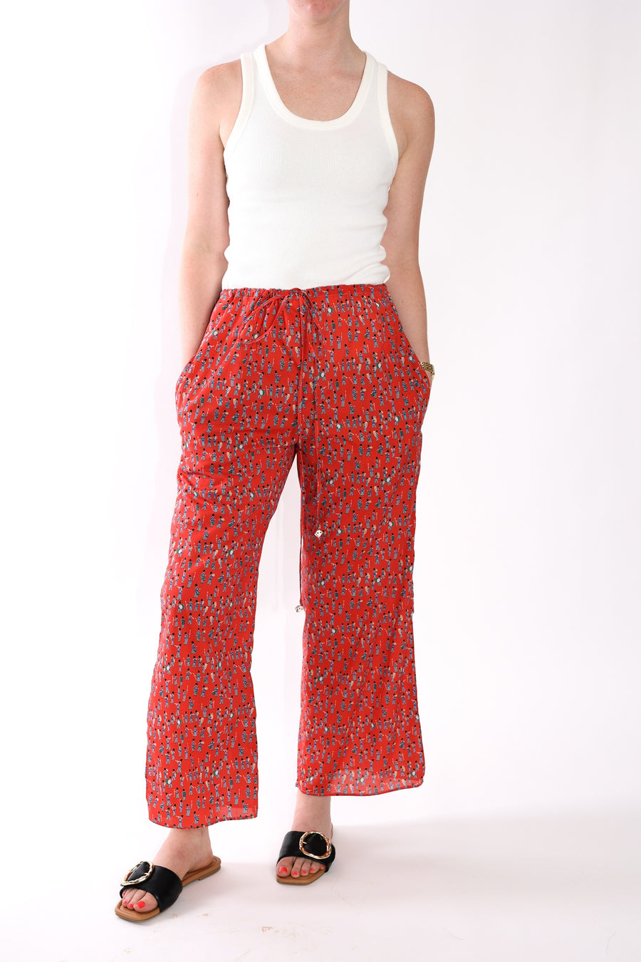 Vented Drawstring Pants in Cotton