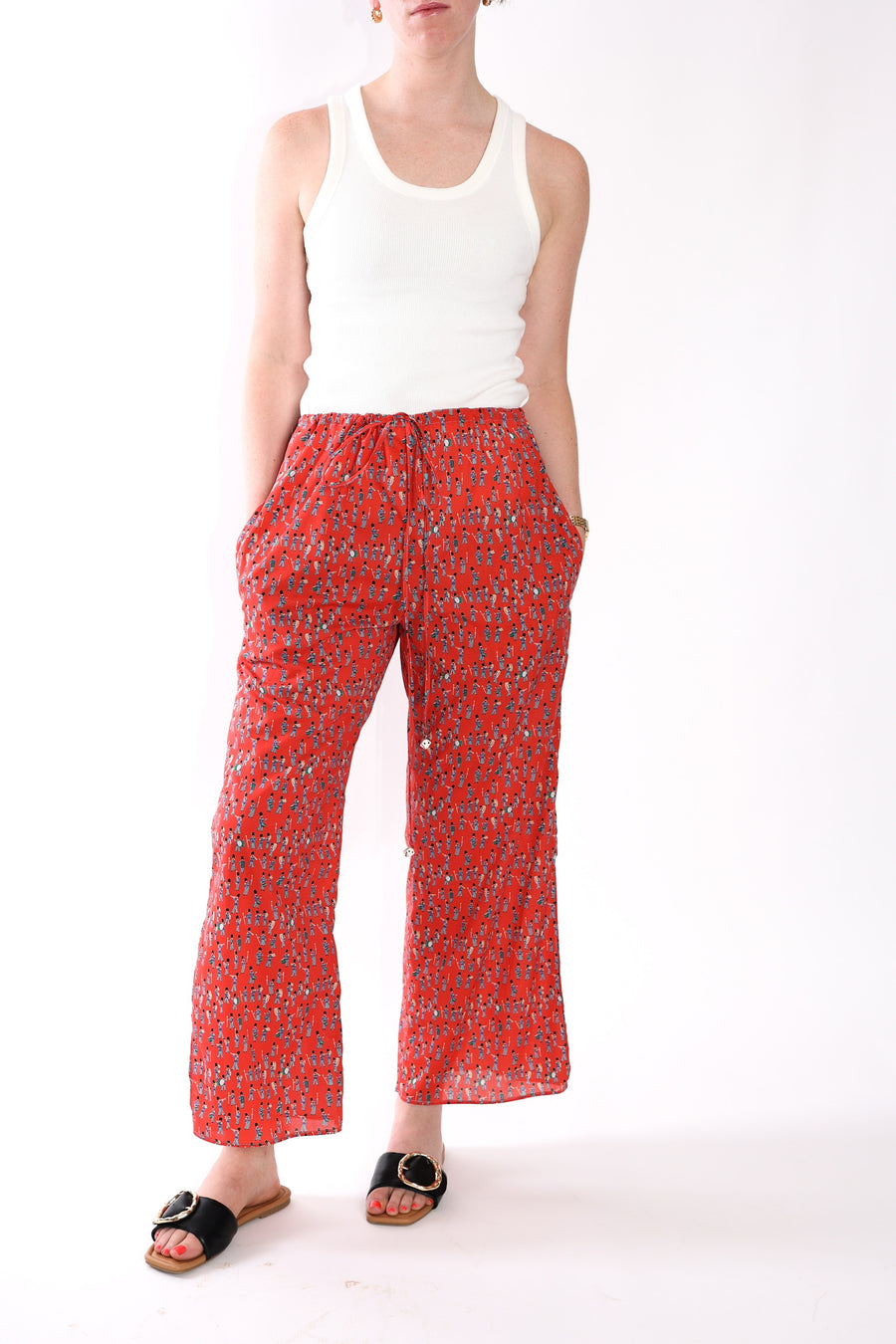 Vented Drawstring Pants in Cotton