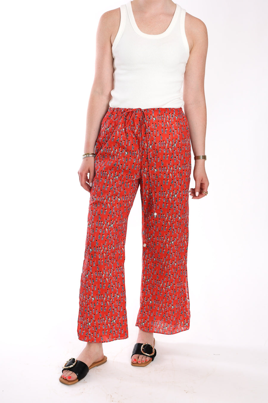 Vented Drawstring Pants in Cotton