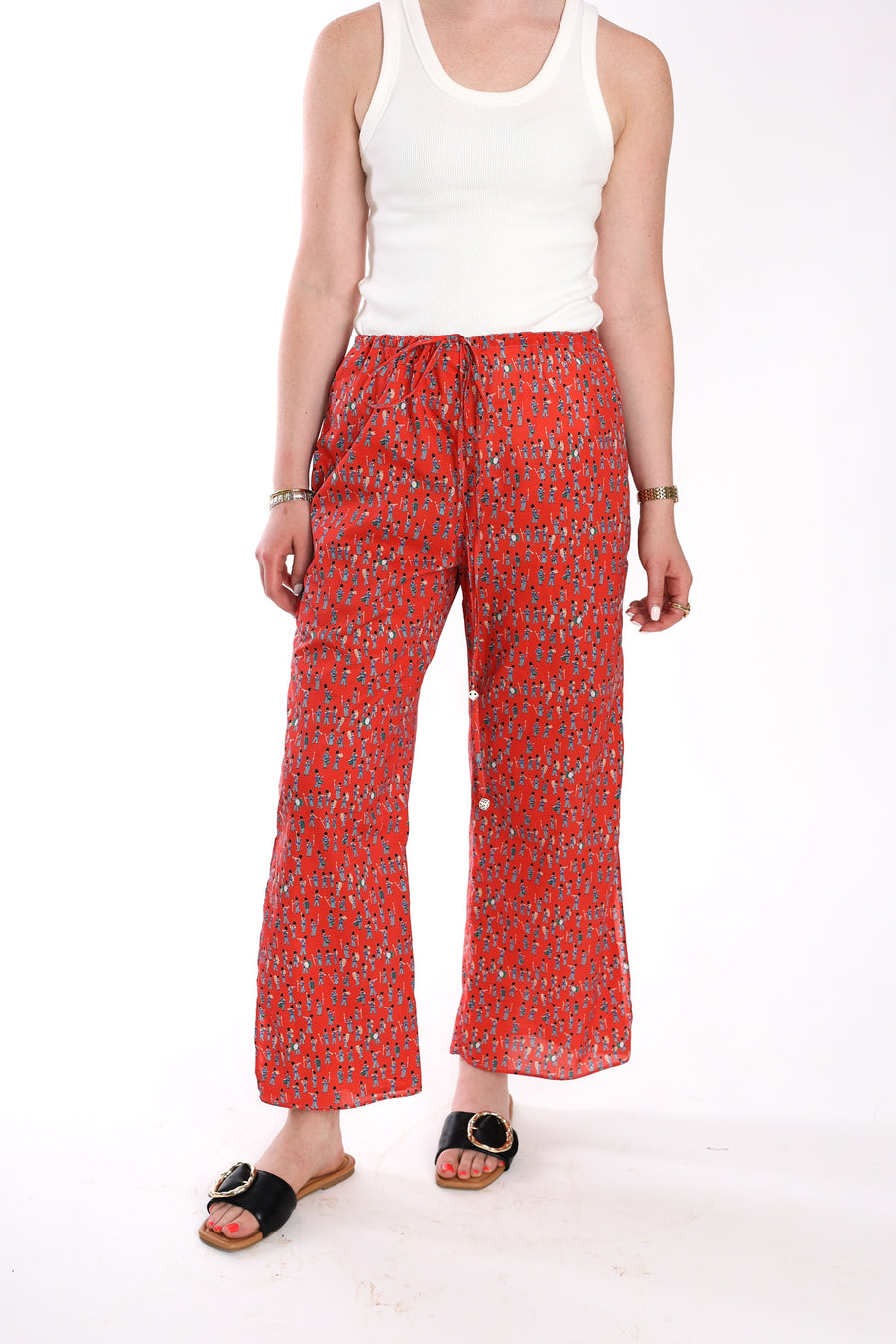 Vented Drawstring Pants in Cotton