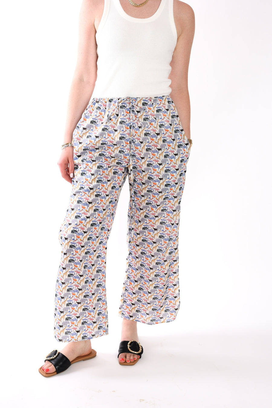 Vented Drawstring Pants in Cotton