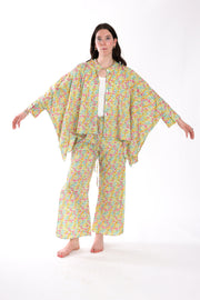 Cropped Button Closure Kaftan in Cotton