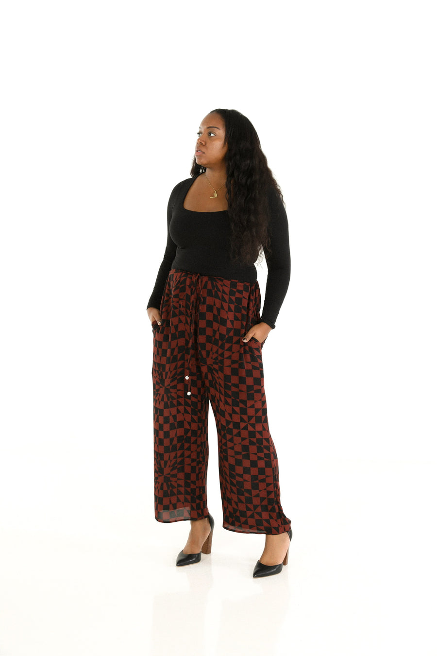 Drawstring Pants in Cherry Chess