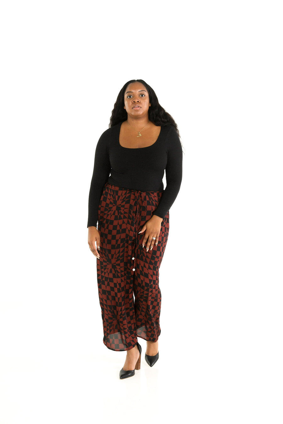 Drawstring Pants in Cherry Chess