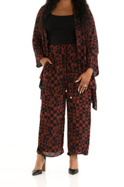 Drawstring Pants in Cherry Chess