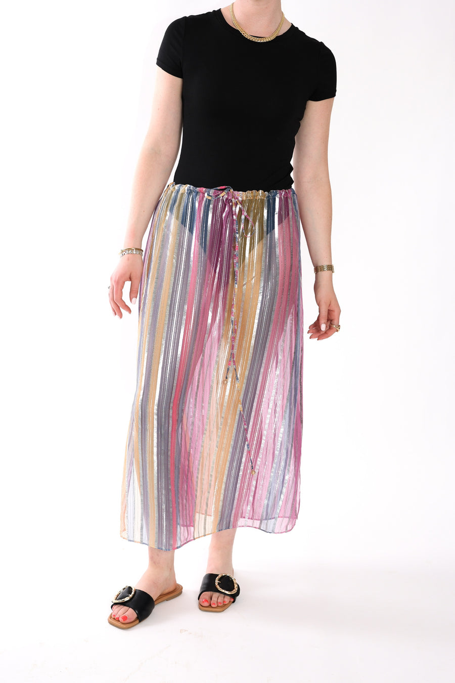 Drawstring Column Skirt