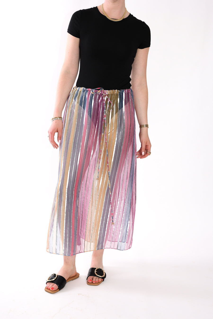 Drawstring Column Skirt