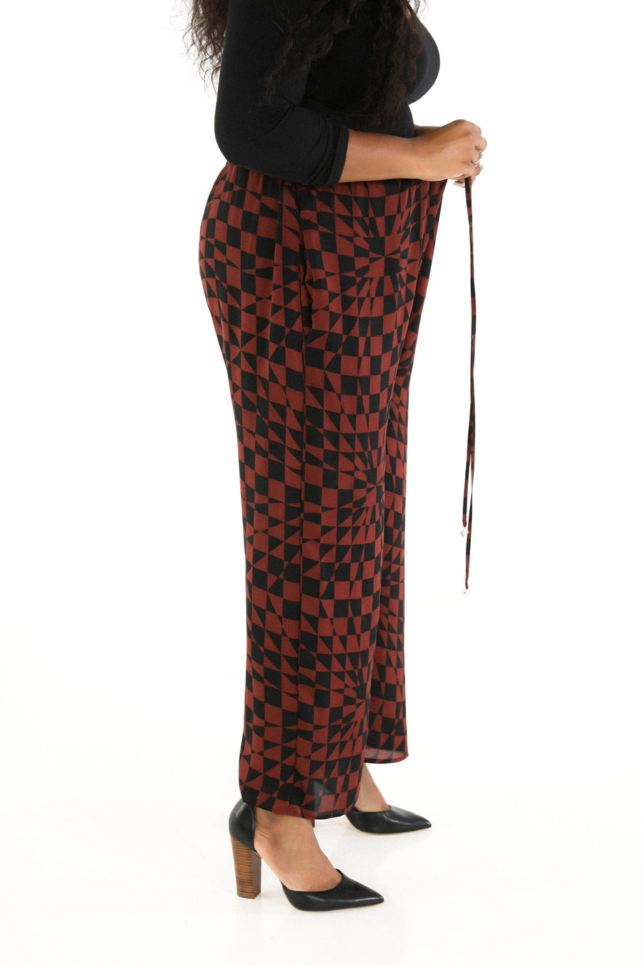 Drawstring Pants in Cherry Chess