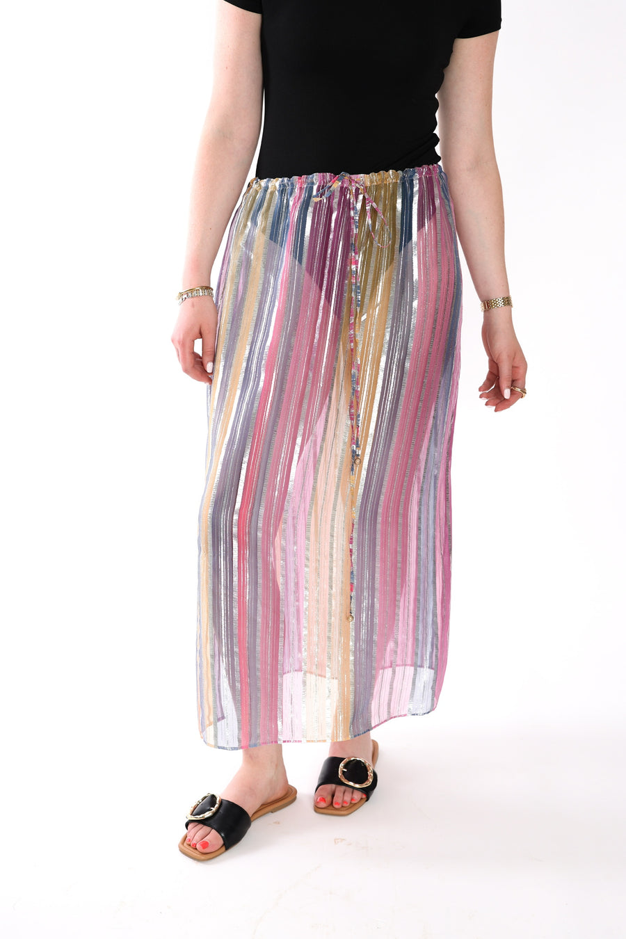 Drawstring Column Skirt