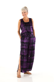 Vented  Pants in Plum Plaid