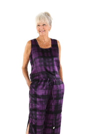 Square Neck Top in Plum Plaid