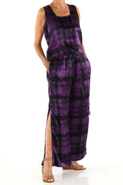 Vented  Pants in Plum Plaid