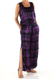 Square Neck Top in Plum Plaid