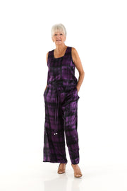 Square Neck Top in Plum Plaid