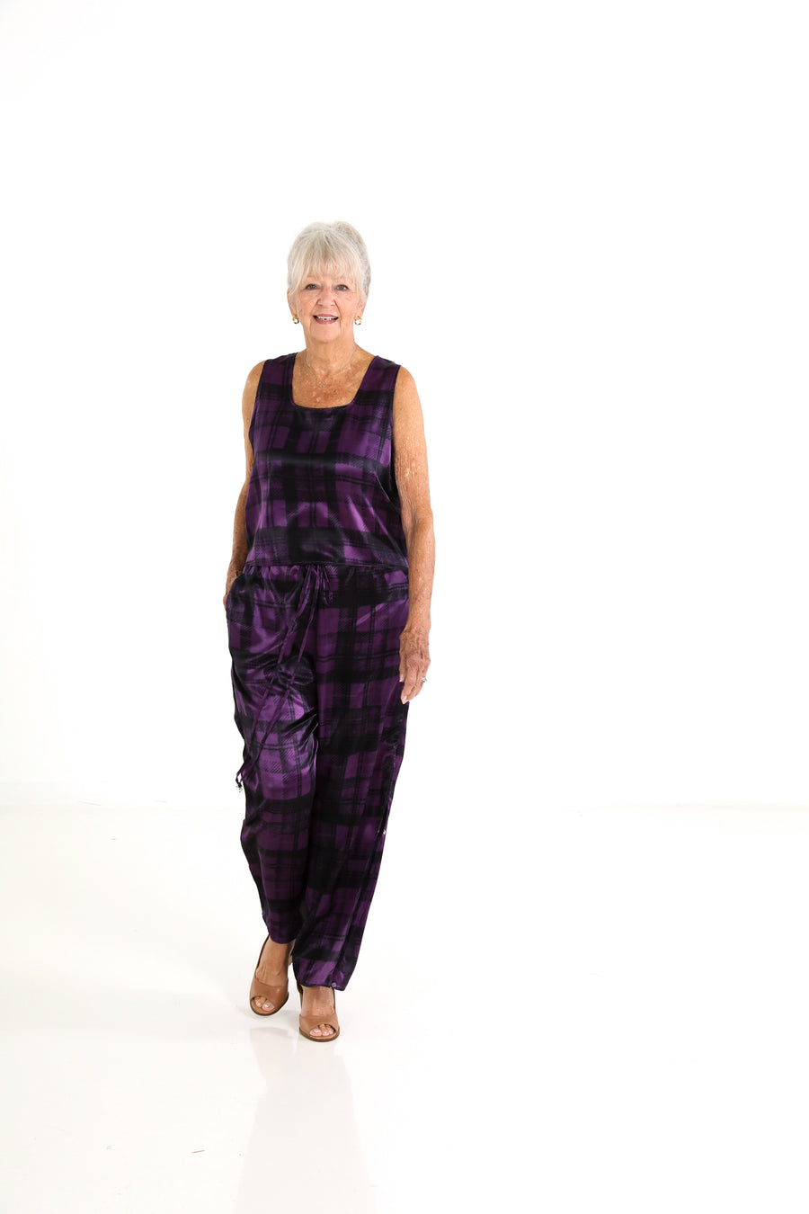 Vented  Pants in Plum Plaid