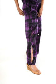 Vented  Pants in Plum Plaid