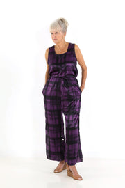 Square Neck Top in Plum Plaid