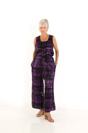 Square Neck Top in Plum Plaid