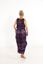 Square Neck Top in Plum Plaid