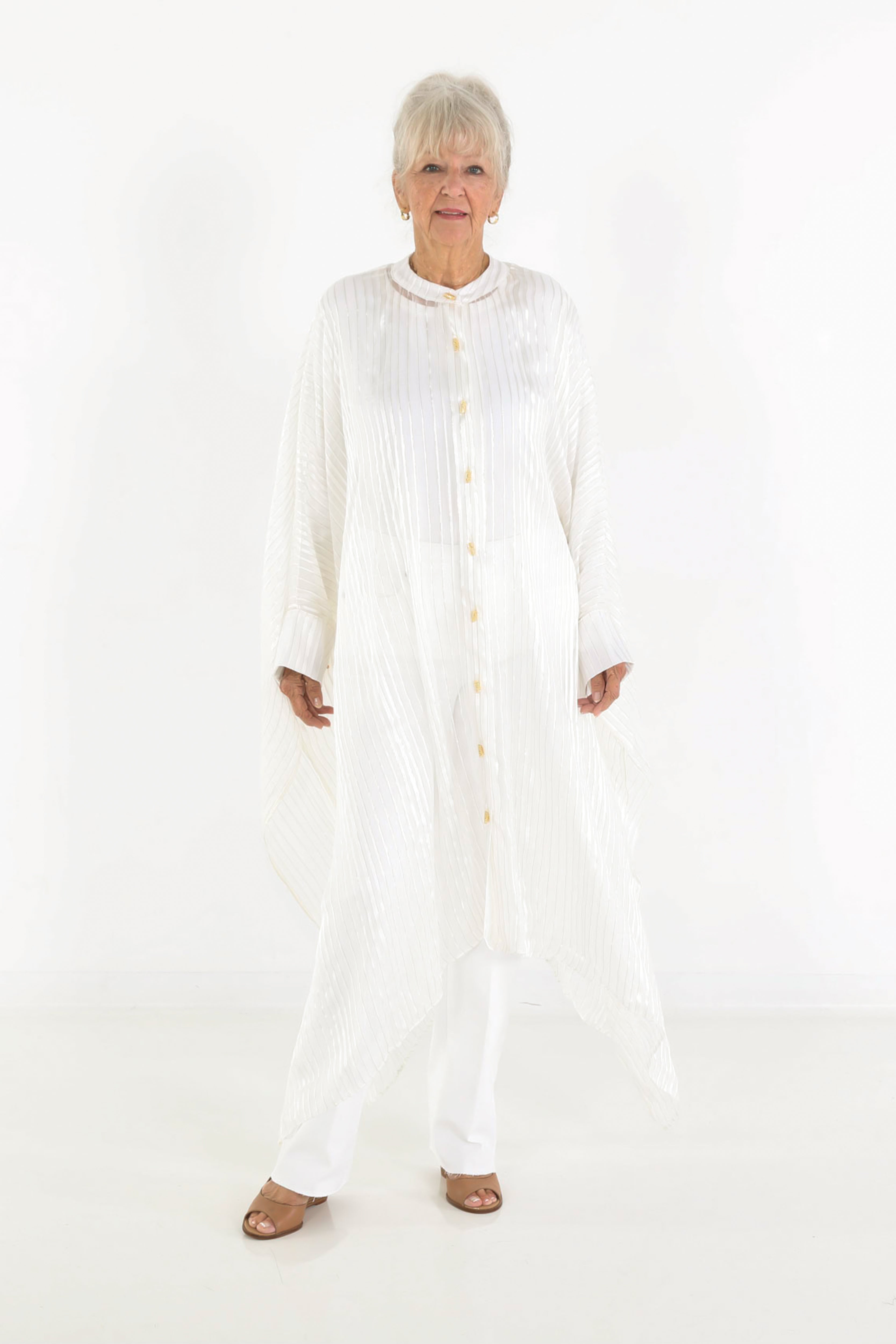 Maxi Button Closure Silk Kaftan