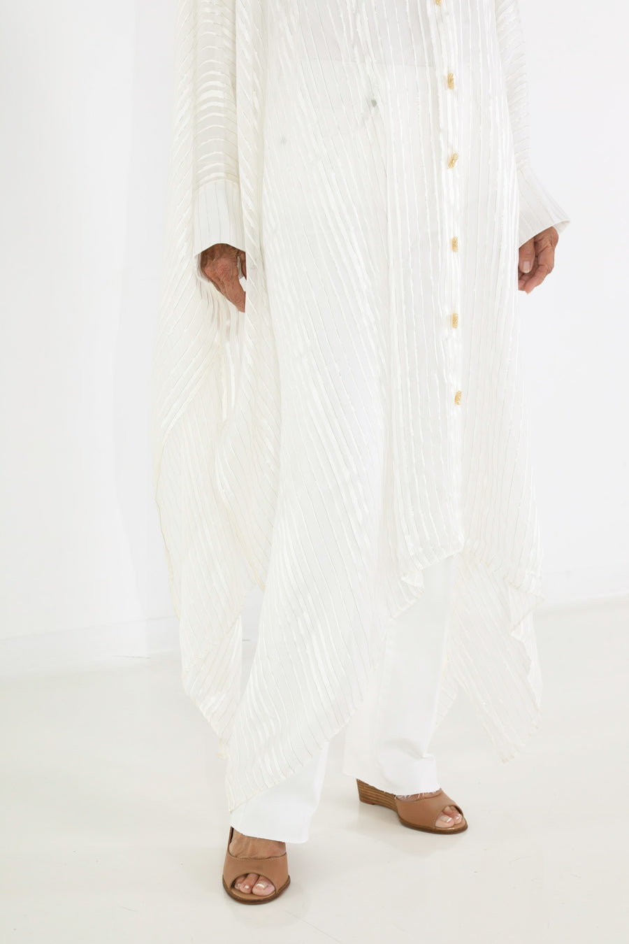 Maxi Button Closure Silk Kaftan