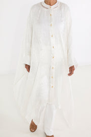 Maxi Button Closure Silk Kaftan