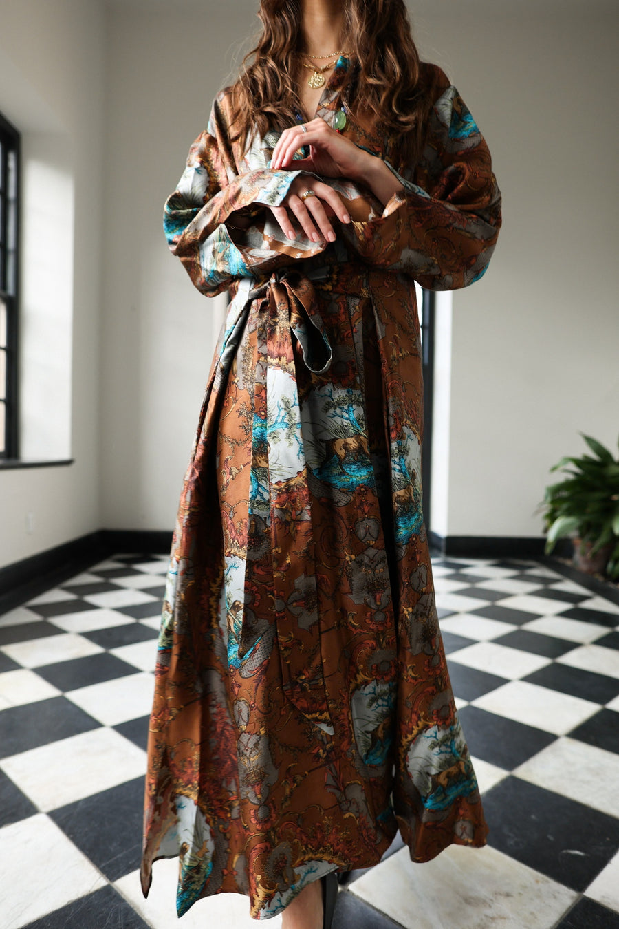 silk trench coat dress Trench-Style Silk Midi Shirt Dress