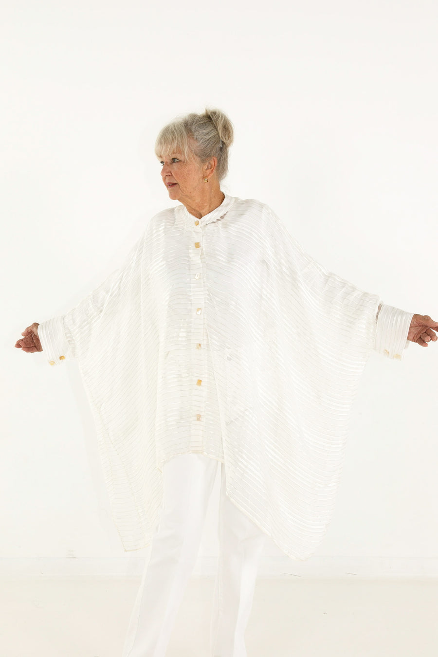 Midi Button Closure Silk Kaftan