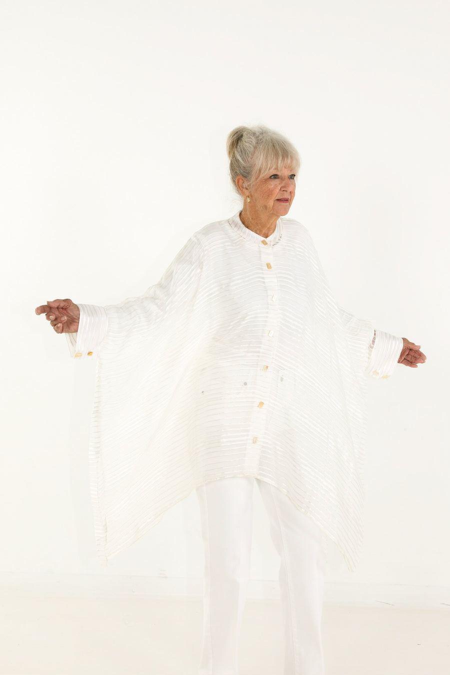 Midi Button Closure Silk Kaftan