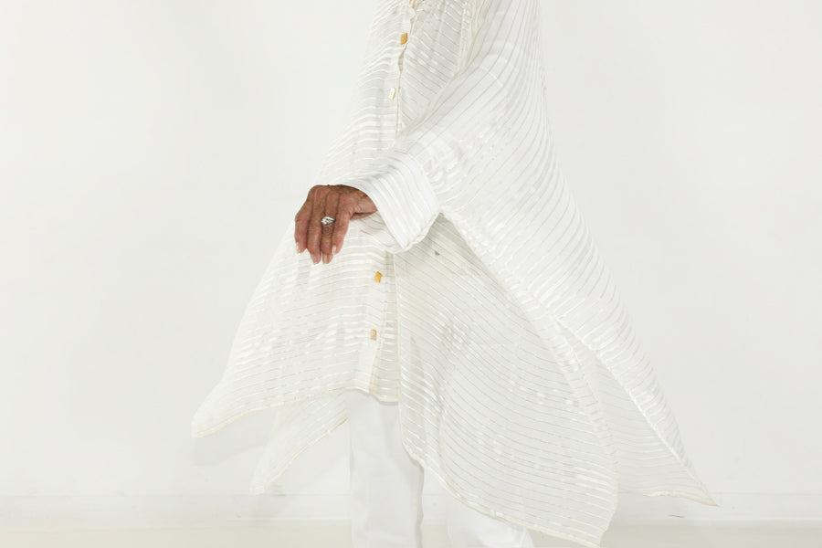 Midi Button Closure Silk Kaftan