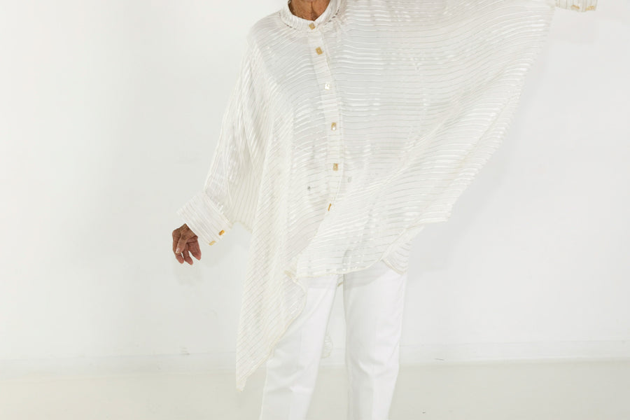 Midi Button Closure Silk Kaftan