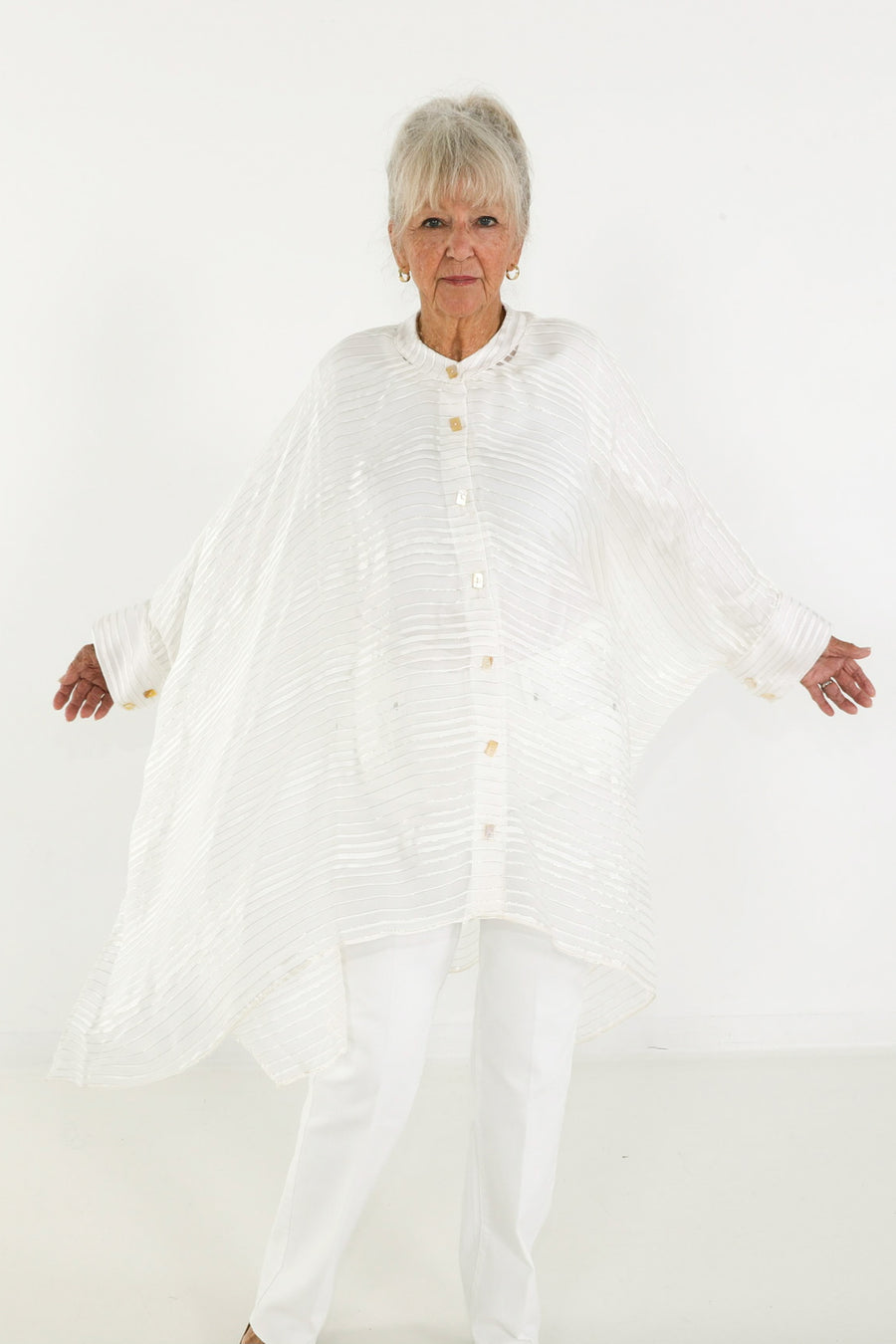 Midi Button Closure Silk Kaftan