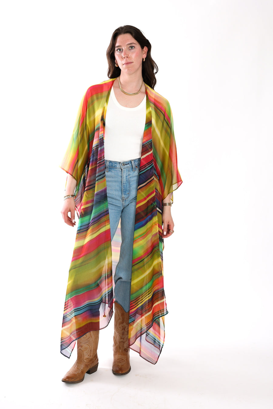 Tie Closure Maxi Kaftan in Smudged Sky