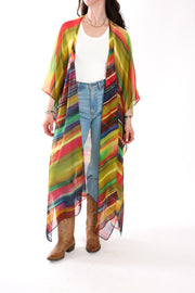 Tie Closure Maxi Kaftan in Smudged Sky