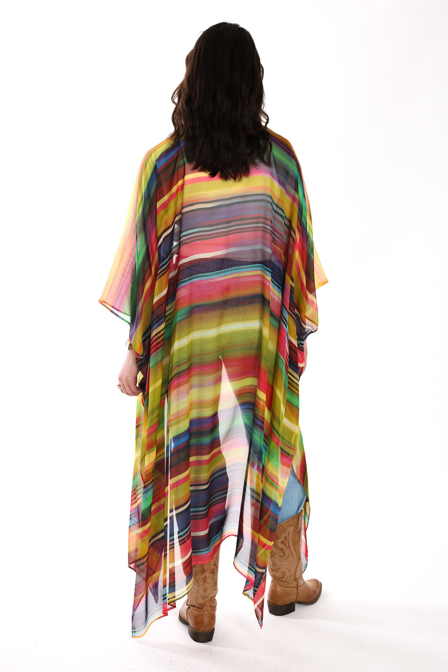 Tie Closure Maxi Kaftan in Smudged Sky